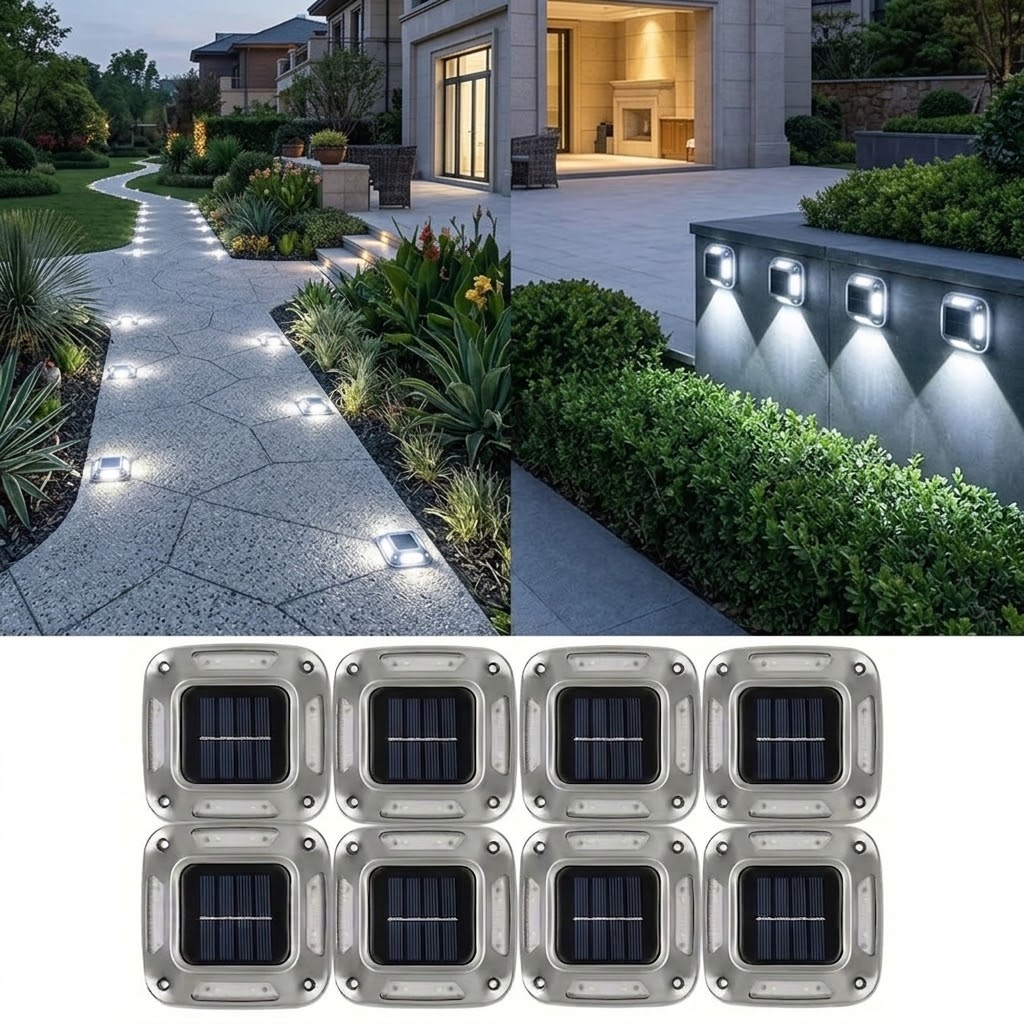 Outdoor Lighting On Stairs - 8Pcs Solar Path Lights Outdoor Waterproof