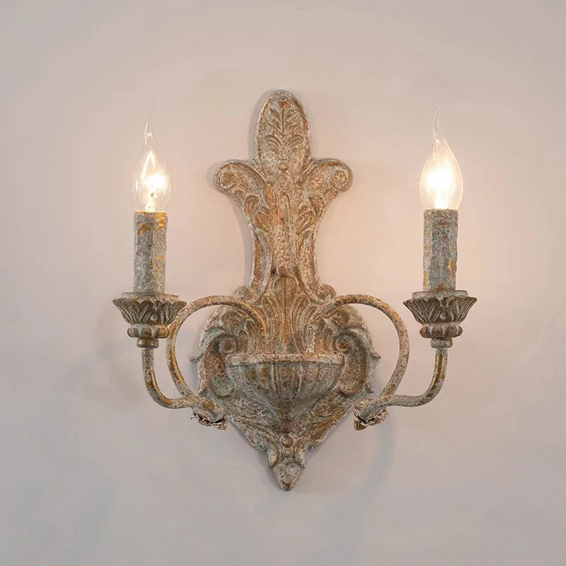 Outdoor Lighting Amazon - French Antique Iron Double Headed Wall