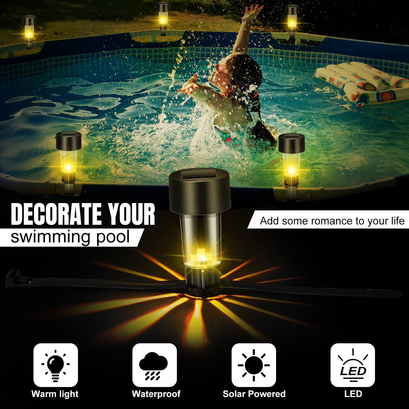 6 Packages Solar Pool Light Fr - Outdoor Lighting On Fence 评论和价格