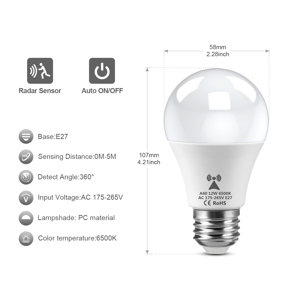 12W E27 LED Radar Motion Senso - Outdoor Lighting On Stairs 评论和价格