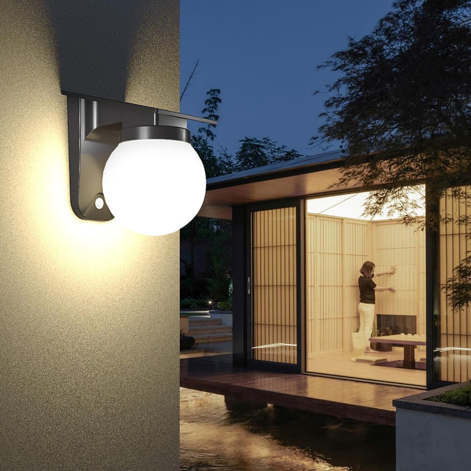 Solar Sphere Wall Lights Outdo - Outdoor Lighting On Fence 评论和价格