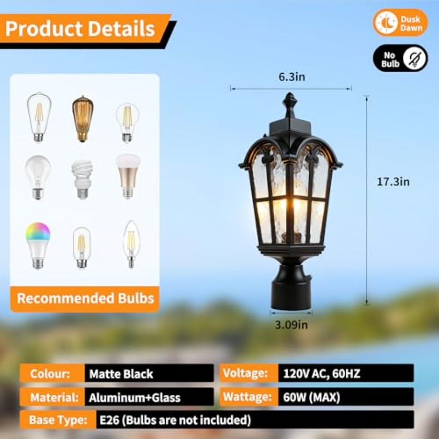 Sensor Outdoor Post Lights Wat - Outdoor Lighting Lamps 评论和价格