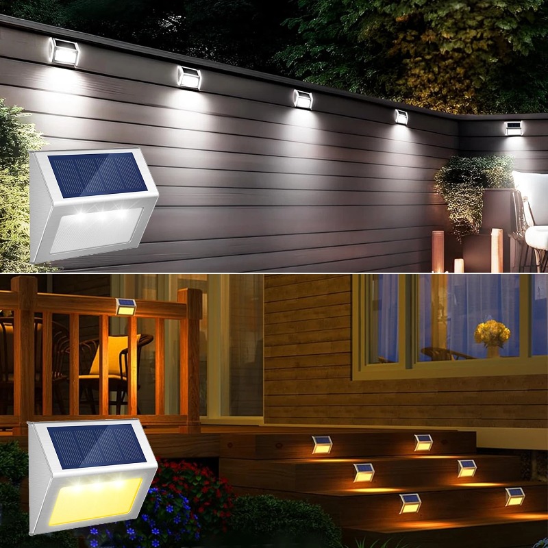Solar Step Lights Outdoor Wate - Outdoor Lighting On Fence 评论和价格