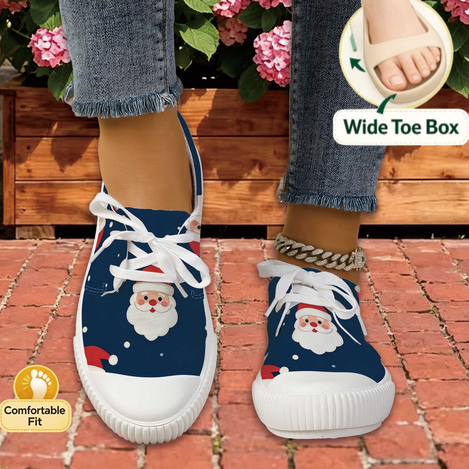 Women Santa Print Lace Up Casu - Outdoor Lighting Uplight 评论和价格